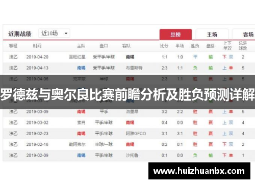 罗德兹与奥尔良比赛前瞻分析及胜负预测详解